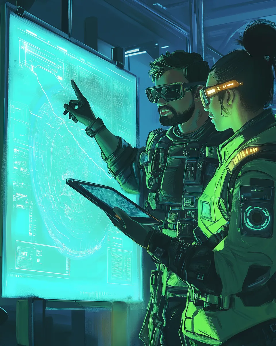 A player pointing at a strategy board